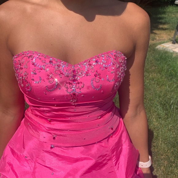 Rhinestone Pink Ball Gown/ Quinceanera/ Sweet 16 Dress with Removable Skirt - Picture 6 of 13